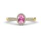 1 - Emily Classic Oval Cut Pink Sapphire and Round Diamond Micro Pave Tapered Shank Halo Engagement Ring 