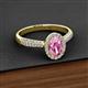 2 - Emily Classic Oval Cut Pink Sapphire and Round Diamond Micro Pave Tapered Shank Halo Engagement Ring 