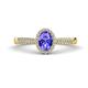 1 - Emily Classic Oval Cut Tanzanite and Round Diamond Micro Pave Tapered Shank Halo Engagement Ring 