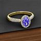 2 - Emily Classic Oval Cut Tanzanite and Round Diamond Micro Pave Tapered Shank Halo Engagement Ring 