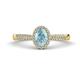 1 - Emily Classic Oval Cut Aquamarine and Round Diamond Micro Pave Tapered Shank Halo Engagement Ring 