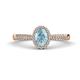 1 - Emily Classic Oval Cut Aquamarine and Round Diamond Micro Pave Tapered Shank Halo Engagement Ring 