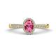 1 - Emily Classic Oval Cut Pink Tourmaline and Round Diamond Micro Pave Tapered Shank Halo Engagement Ring 