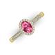 3 - Emily Classic Oval Cut Pink Tourmaline and Round Diamond Micro Pave Tapered Shank Halo Engagement Ring 