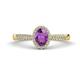 1 - Emily Classic Oval Cut Amethyst and Round Diamond Micro Pave Tapered Shank Halo Engagement Ring 