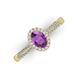 3 - Emily Classic Oval Cut Amethyst and Round Diamond Micro Pave Tapered Shank Halo Engagement Ring 