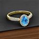 2 - Emily Classic Oval Cut Blue Topaz and Round Diamond Micro Pave Tapered Shank Halo Engagement Ring 