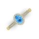 3 - Emily Classic Oval Cut Blue Topaz and Round Diamond Micro Pave Tapered Shank Halo Engagement Ring 