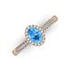 3 - Emily Classic Oval Cut Blue Topaz and Round Diamond Micro Pave Tapered Shank Halo Engagement Ring 