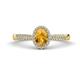 1 - Emily Classic Oval Cut Citrine and Round Diamond Micro Pave Tapered Shank Halo Engagement Ring 