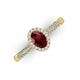 3 - Emily Classic Oval Cut Red Garnet and Round Diamond Micro Pave Tapered Shank Halo Engagement Ring 