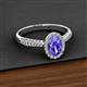 2 - Emily Classic Oval Cut Tanzanite and Round Diamond Micro Pave Tapered Shank Halo Engagement Ring 