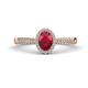 1 - Emily Classic Oval Cut Ruby and Round Diamond Micro Pave Tapered Shank Halo Engagement Ring 