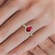 5 - Emily Classic Oval Cut Ruby and Round Diamond Micro Pave Tapered Shank Halo Engagement Ring 