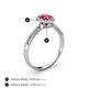 4 - Emily Classic Oval Cut Rhodolite Garnet and Round Diamond Micro Pave Tapered Shank Halo Engagement Ring 