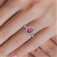 5 - Emily Classic Oval Cut Rhodolite Garnet and Round Diamond Micro Pave Tapered Shank Halo Engagement Ring 