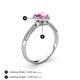 4 - Emily Classic Oval Cut Pink Sapphire and Round Diamond Micro Pave Tapered Shank Halo Engagement Ring 