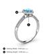 4 - Emily Classic Oval Cut Blue Topaz and Round Diamond Micro Pave Tapered Shank Halo Engagement Ring 