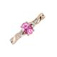 3 - Stacie Desire Oval Cut Pink Sapphire and Round Lab Grown Diamond Twist Infinity Shank Engagement Ring 