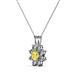 2 - Ianthe Lab Created Yellow Sapphire and Diamond Floral Halo Pendant 