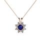 1 - Ianthe Blue Sapphire and Diamond Floral Halo Pendant 