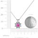 4 - Ianthe Lab Created Pink Sapphire and Diamond Floral Halo Pendant 