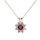 1 - Ianthe Ruby and Diamond Floral Halo Pendant 