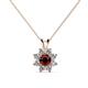 1 - Ianthe Red Garnet and Diamond Floral Halo Pendant 