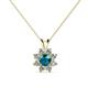 1 - Ianthe London Blue Topaz and Diamond Floral Halo Pendant 