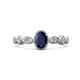 1 - Jiena Desire Oval Cut Blue Sapphire and Round Lab Grown Diamond Engagement Ring 