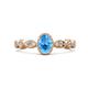 1 - Jiena Desire Oval Cut Blue Topaz and Round Lab Grown Diamond Engagement Ring 