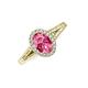 3 - Deborah Desire Oval Cut Pink Tourmaline and Round Diamond Twist Rope Split Shank Halo Engagement Ring 