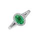3 - Deborah Desire Oval Cut Emerald and Round Diamond Twist Rope Split Shank Halo Engagement Ring 