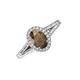 3 - Deborah Desire Oval Cut Smoky Quartz and Round Diamond Twist Rope Split Shank Halo Engagement Ring 