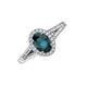 3 - Deborah Desire Oval Cut London Blue Topaz and Round Diamond Twist Rope Split Shank Halo Engagement Ring 
