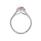 4 - Deborah Desire Oval Cut Pink Sapphire and Round Diamond Twist Rope Split Shank Halo Engagement Ring 