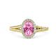 1 - Deborah Desire Oval Cut Pink Sapphire and Round Lab Grown Diamond Twist Rope Split Shank Halo Engagement Ring 