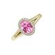 3 - Deborah Desire Oval Cut Pink Sapphire and Round Lab Grown Diamond Twist Rope Split Shank Halo Engagement Ring 