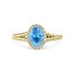 1 - Deborah Desire Oval Cut Blue Topaz and Round Lab Grown Diamond Twist Rope Split Shank Halo Engagement Ring 