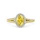 1 - Deborah Desire Oval Cut Yellow Sapphire and Round Lab Grown Diamond Twist Rope Split Shank Halo Engagement Ring 