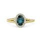 1 - Deborah Desire Oval Cut London Blue Topaz and Round Lab Grown Diamond Twist Rope Split Shank Halo Engagement Ring 