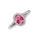 3 - Deborah Desire Oval Cut Pink Tourmaline and Round Lab Grown Diamond Twist Rope Split Shank Halo Engagement Ring 