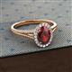 2 - Deborah Desire Oval Cut Red Garnet and Round Lab Grown Diamond Twist Rope Split Shank Halo Engagement Ring 