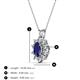 3 - Hazel 6x4 mm Oval Cut Blue Sapphire and Round Diamond Double Bail Halo Pendant Necklace 