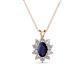 1 - Hazel 6x4 mm Oval Cut Blue Sapphire and Round Diamond Double Bail Halo Pendant Necklace 