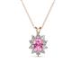 1 - Hazel 6x4 mm Oval Cut Pink Sapphire and Round Diamond Double Bail Halo Pendant Necklace 