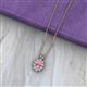 2 - Hazel 6x4 mm Oval Cut Pink Sapphire and Round Diamond Double Bail Halo Pendant Necklace 