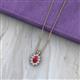 2 - Hazel 6x4 mm Oval Cut Ruby and Round Diamond Double Bail Halo Pendant Necklace 