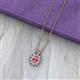 2 - Hazel 6x4 mm Oval Cut Pink Tourmaline and Round Diamond Double Bail Halo Pendant Necklace 