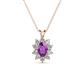 1 - Hazel 6x4 mm Oval Cut Amethyst and Round Diamond Double Bail Halo Pendant Necklace 